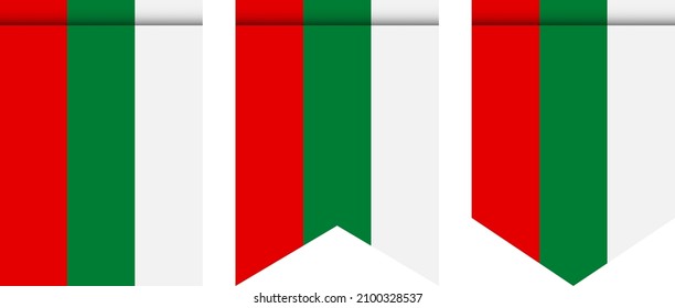 Bulgaria flag or pennant isolated on white background. Pennant flag icon.