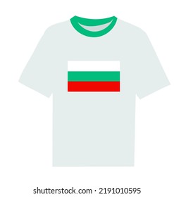La bandera de Bulgaria imprimió la ilustración vectorial de camiseta aislada en fondo blanco.