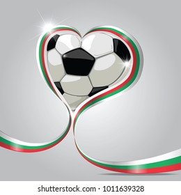 Bulgaria flag in ribbon. ball for football in the shape of heart. vector illustrator.