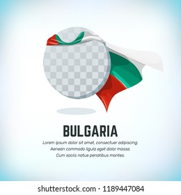 Bulgaria flag. Round flying template with national color cloak. Can be used with logo or mascot. Use for sport or political symbol. Flag Day. Independence Day. National holiday. Travel icon. Vector.