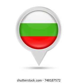 Bulgaria Flag Round Pin Vector Icon - Illustration