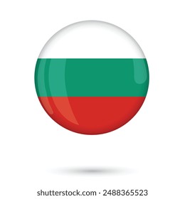 Bandera de Bulgaria. Bandera redonda de la Ilustración vectorial de Bulgaria diseño editable aislado para el Día de la Liberación de Bulgaria 3 de marzo, Anuncio de afiche de volantes de medios sociales y Sitios web.