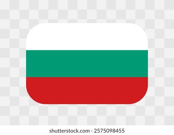 Bulgaria flag - rounded rectangle colorful flag representing a country cultural identity and heritage. The essence of national pride and unity. Vector flag on transparent background.