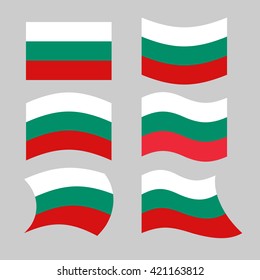 Bulgaria flag. Set of flags of Bulgarian republic in various forms. Developing banner of European states