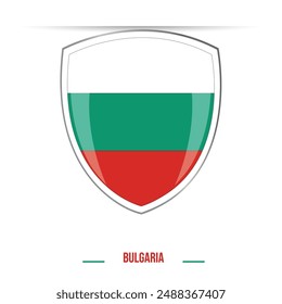 Bulgaria flag. Shield shape glossy button flag of Bulgaria vector illustration isolated editable design for Bulgaria Liberation Day 3 March, flyer poster banner social media and websites.