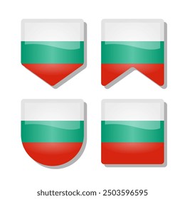 Bulgaria flag in shiny silver metal frame with many different shapes. Editable and scalable vector graphic illustration isolated on white background eps file.