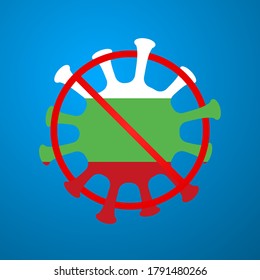 Bulgaria flag Sign caution virus.Coronavirus danger and public health risk disease and flu outbreak.Vector illustration.
