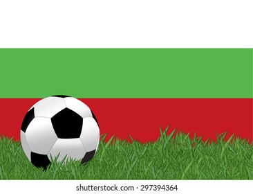 Bulgaria flag with soccer ball on the yard, EPS10
