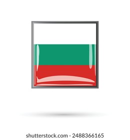 Bulgaria flag. Square Bulgaria flag glossy button vector illustration isolated editable design for Bulgaria Liberation Day 3 March, flyer poster banner social media and websites.