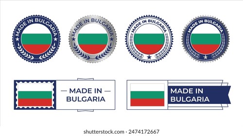 Bulgaria Flag Stamp. Made in Stamp Isolated in White Background. Symbol, Vector, Icon, Illustration.