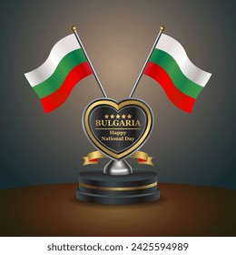 Bulgaria flag in a stand on table. Vector Illustration