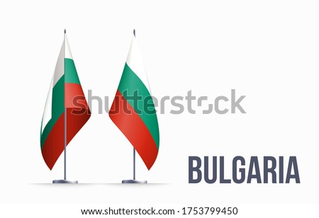 Bulgaria flag state symbol isolated on background national banner. Greeting card National Independence Day of the Republic of Bulgaria. Illustration banner with realistic state flag.