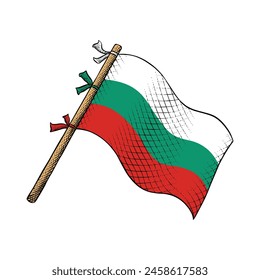 Bulgaria Flag Vector Illustration in Engraving Technique Drawing