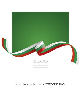 Bulgaria flag vector. World flags and ribbons. Bulgarian flag ribbon on abstract color background