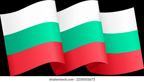 Bulgaria flag wave  isolated  on png or transparent background