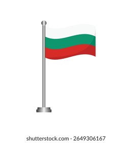 Bulgaria Flag Waving on Flagpole Vector