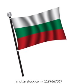 Bulgaria flag , flag of Bulgaria waving on flag pole, vector illustration EPS 10.