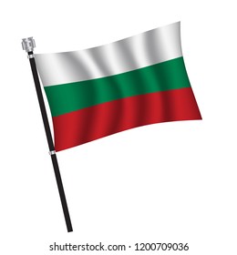 Bulgaria flag , flag of Bulgaria waving on flag pole, vector illustration EPS 10.