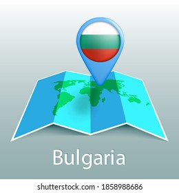 Bulgarische Flaggenweltkarte mit Ländernamen