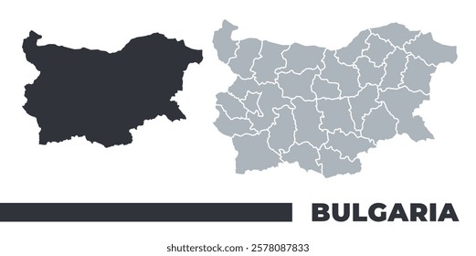 Bulgaria flat and border outline vector maps
