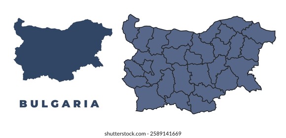 Bulgaria flat and outline vector map set