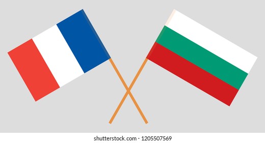 Bulgaria and France. The Bulgarian and French flags. Official colors. Correct proportion. Vector illustration