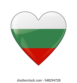 Bulgaria. A fully editable vector illustration of a flag icon in a form of a shiny heart. EPS 10