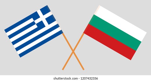 Bulgaria and Greece. The Bulgarian and Greek flags. Official colors. Correct proportion. Vector illustration