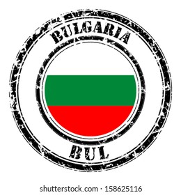 Bulgaria grunge flag on button stamp 