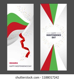 Bulgaria Happy independence day Confetti Celebration Background Vertical Banner set