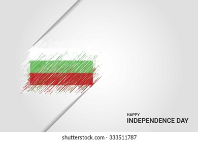 Bulgaria Happy independence day scribble flag. Hand drawn Country flag on Gray crumbled paper. vintage background wallpaper vector illustration.
