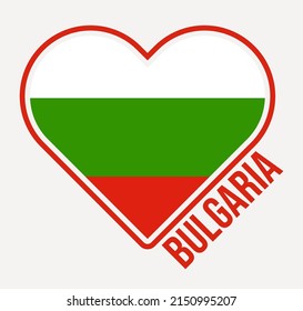 Bulgaria heart flag badge. Made with Love from Bulgaria logo. Flag of the country in heart shape. Vector illustration.