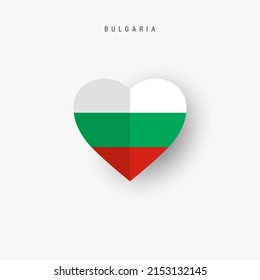 Bulgaria heart shaped flag. Origami paper cut Bulgarian national banner. 3D vector illustration isolated on white with soft shadow.