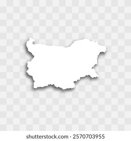 Bulgaria high detailed vector representation of country silhouette. White color on transparent background with dropped shadow. For educational, decorative, or informational use.