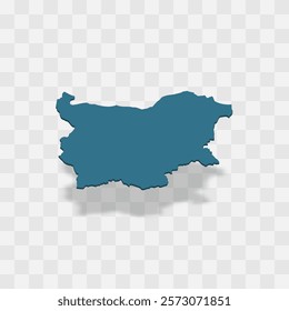 Bulgaria high detailed vector representation of country silhouette. 3D map on transparent background with dropped shadow. For educational, decorative, or informational use.