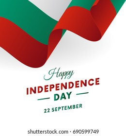 Bulgaria Independence Day. 22 September. Waving flag. Vector illustration.