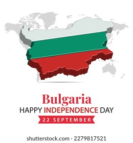 Día de la Independencia de Bulgaria, 3d representando la ilustración del Día de la Independencia de Bulgaria con el tema del mapa 3d y los colores de la bandera