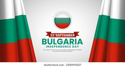 Bulgaria independence day banner design template flag and text on white background. September 22nd