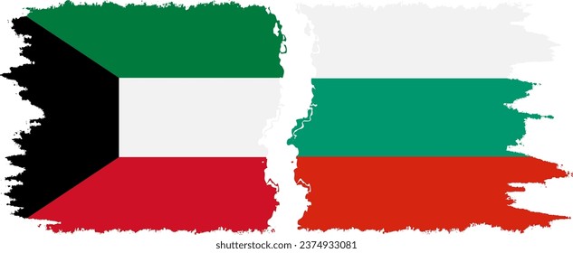 Bulgaria and Kuwait grunge flags connection, vector