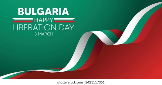 bulgaria liberation day 3 march flag ribbon vector poster