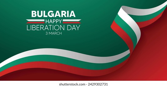 Bulgaria Liberation Day 3 March flag ribbon vector poster