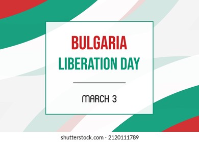 Bulgaria Liberation Day vector cartoon style greeting card, illustration with Bulgarian flag design. March 3.
