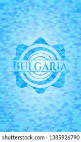 Bulgaria light blue emblem. Mosaic background