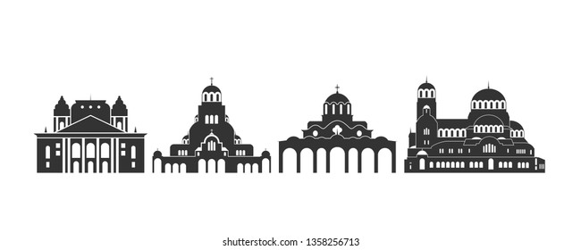 Bulgaria logo. Isolated Bulgarian architecture on white background