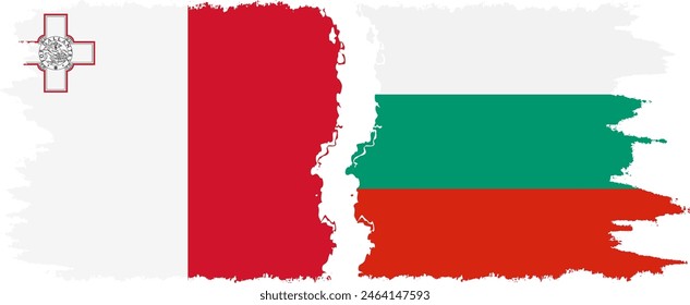 Bulgaria and Malta grunge flags connection, vector