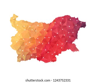 Bulgaria Map - Abstract geometric rumpled triangular low poly style gradient graphic on white background , line dots polygonal design for your . Vector illustration eps 10.