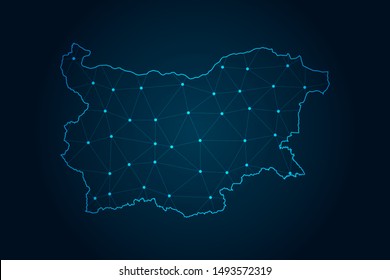 bulgaria map with Abstract mash line and point scales on Dark background . design polygon sphere . Wire frame 3D mesh polygonal network line . Vector illustration eps 10.