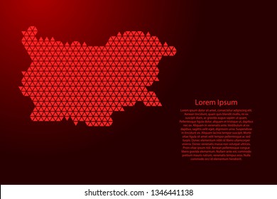 Bulgaria map abstract schematic from red triangles repeating pattern geometric background with nodes for banner, poster, greeting card. Vector illustration.