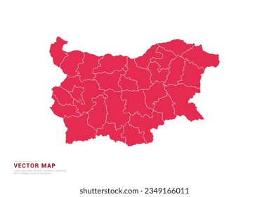 Bulgaria Map - abstract style red isolated on white background for infographic, design vector.