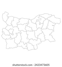 Bulgaria map. Map of Bulgaria in administrative provinces in white color